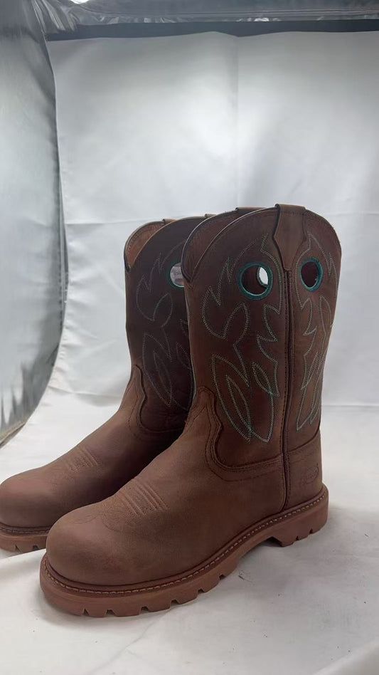 JUSTIN MEN'S STAMPEDE RUSH BARLEY BROWN WATERPROOF NON-SAFETY ROUND TOE WORK BOOTS - SE4332